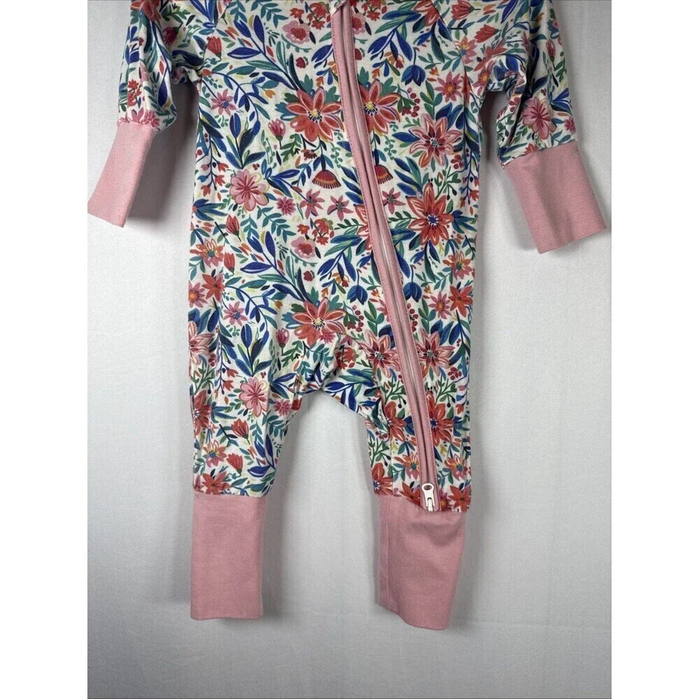 Catasy Bamboo Sleeper Pink Floral Print 0-3 M Preowned